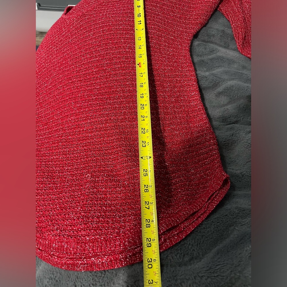 Soho JEANS NEW YORK & COMPANY Women Silver/RedPullover Sweater Size M - Picture 7 of 9